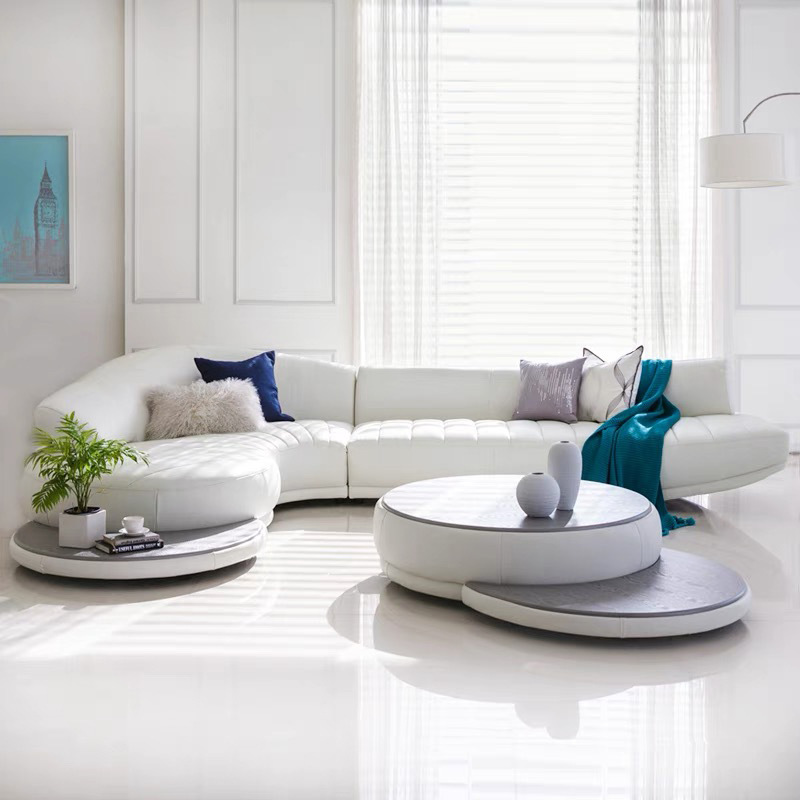 Office Furniture First - イタリア製高級リビングルーム用ファーストレイヤーレザーソファ、組み合わせ可能なクラブ風クリエイティブレジャーソファ、曲線型オフィスソファ、卸売販売