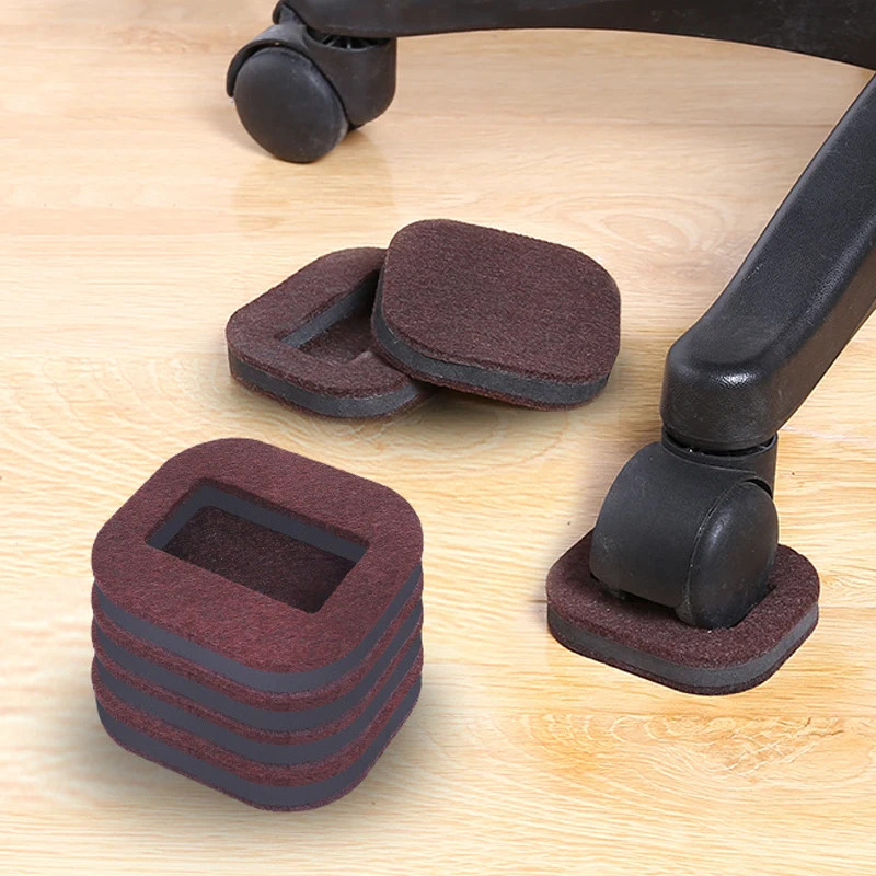 Office Furniture Group - オフィスチェアホイールカバー 5点セット 家具用キャップ付き 木製床プロテクター 防振パッド キャスター付き脚