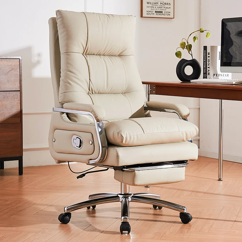 Office Furniture First - 第一層牛革製コンピューターチェア、ホームボスチェア、快適な座り心地のオフィスチェア、回転式リラックス高級エルゴノミクス家具