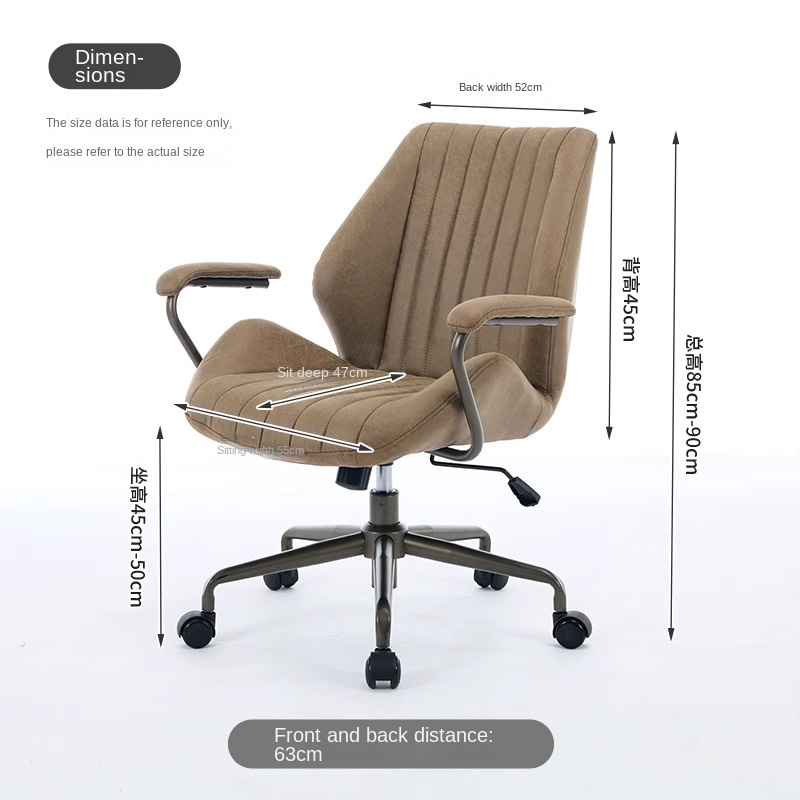 Office Furniture Usa - アメリカンスエードオフィスチェア、スチール製の脚、高さ調節可能、背もたれ回転式、シンプルなボスチェア、家庭用またはオフィス用