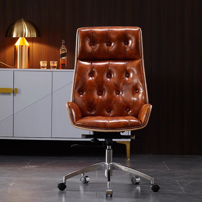 Office Furniture First - 快適な第一層牛革オフィスチェアボスチェアライト高級大型クラスコンピュータチェア研究