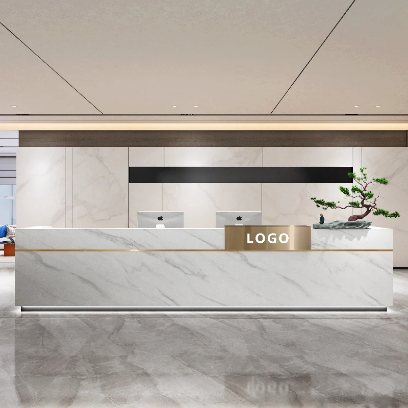 Office Furniture Usa - 高級感のあるレセプションデスク、上級者向けモダンビューティー、インダストリアルレセプションカウンター、アメリカ製収納付きレセプションカウンター、オフィス用モストラドール