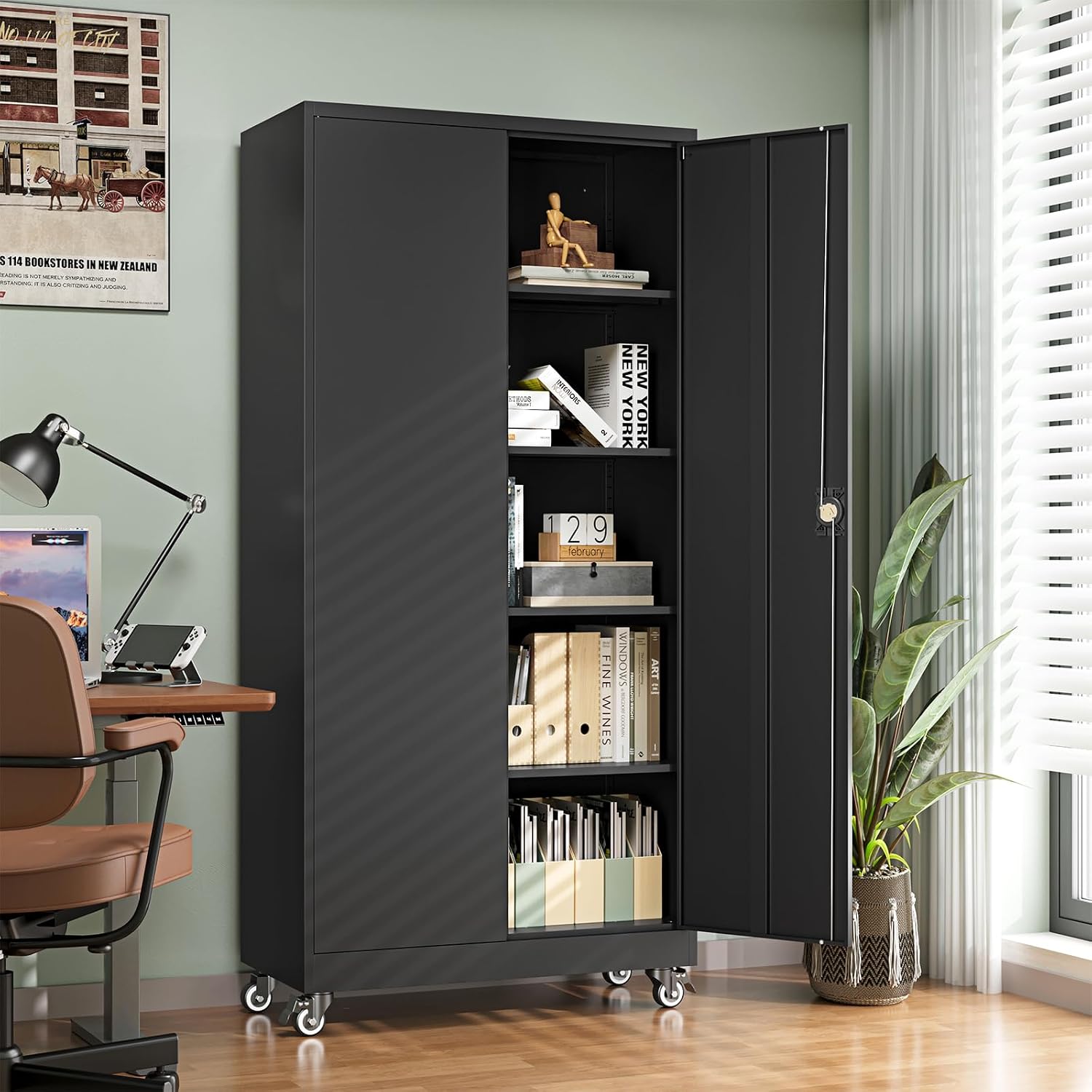 ローリングメタルガレージ収納キャビネット、頑丈なスチール製ツ - Office Storage Cabinet のレビューと価格