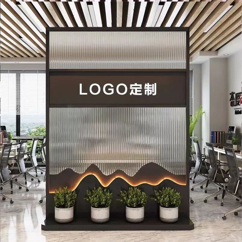 オフィス会社 スクリーンガラスパーティション ロゴ背景壁 エ - Office Furniture Images のレビューと価格