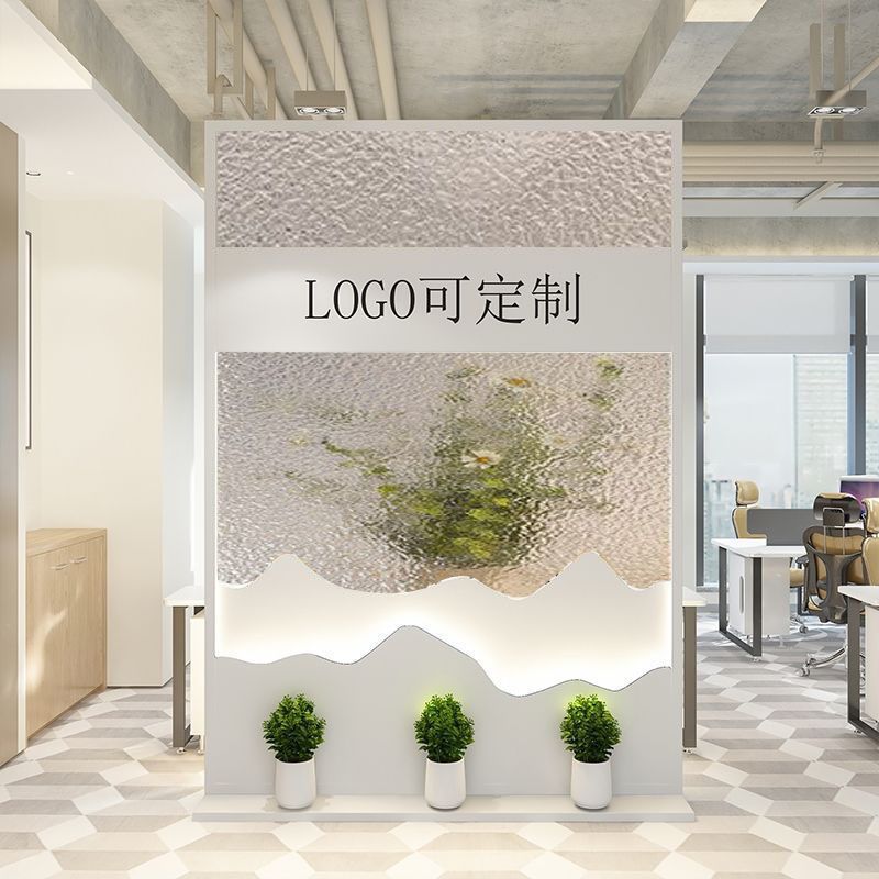 オフィス会社 スクリーンガラスパーティション ロゴ背景壁 エ - Office Furniture Images のレビューと価格