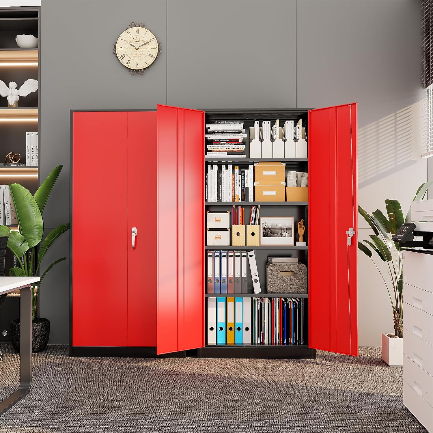 頑丈な金属製ガレージ収納キャビネット、スチール製ロック式ユー - Office Storage Cabinet のレビューと価格