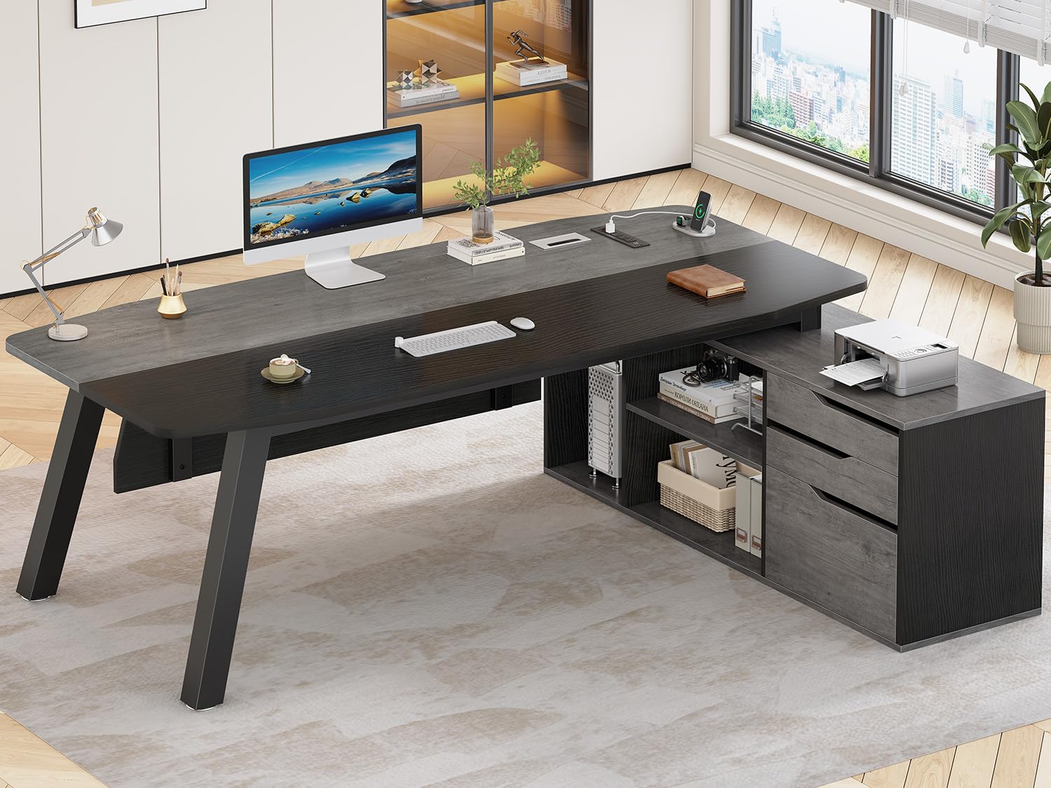 アメリカ発送 71インチ エグゼクティブデスク ファイルキャ - Office Furniture Usa のレビューと価格