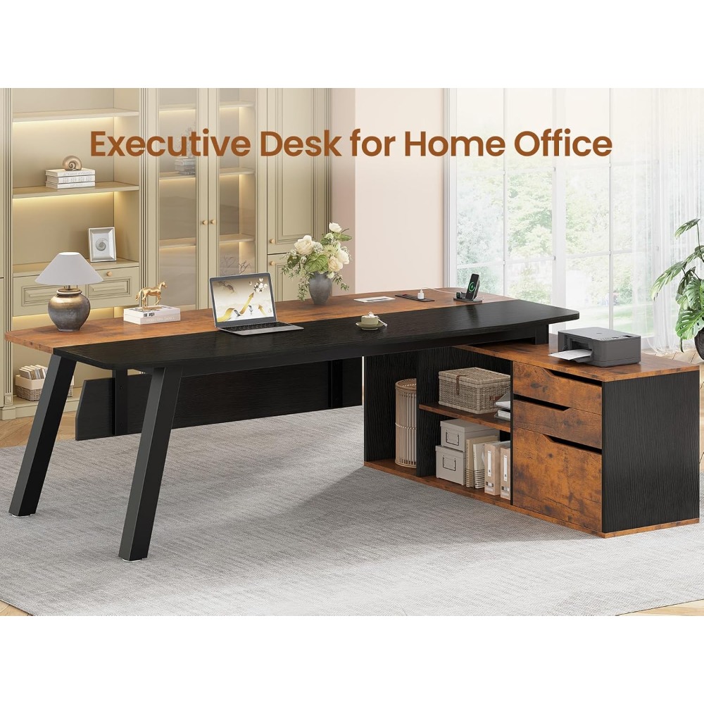 アメリカ発送 71インチ エグゼクティブデスク ファイルキャ - Office Furniture Usa のレビューと価格