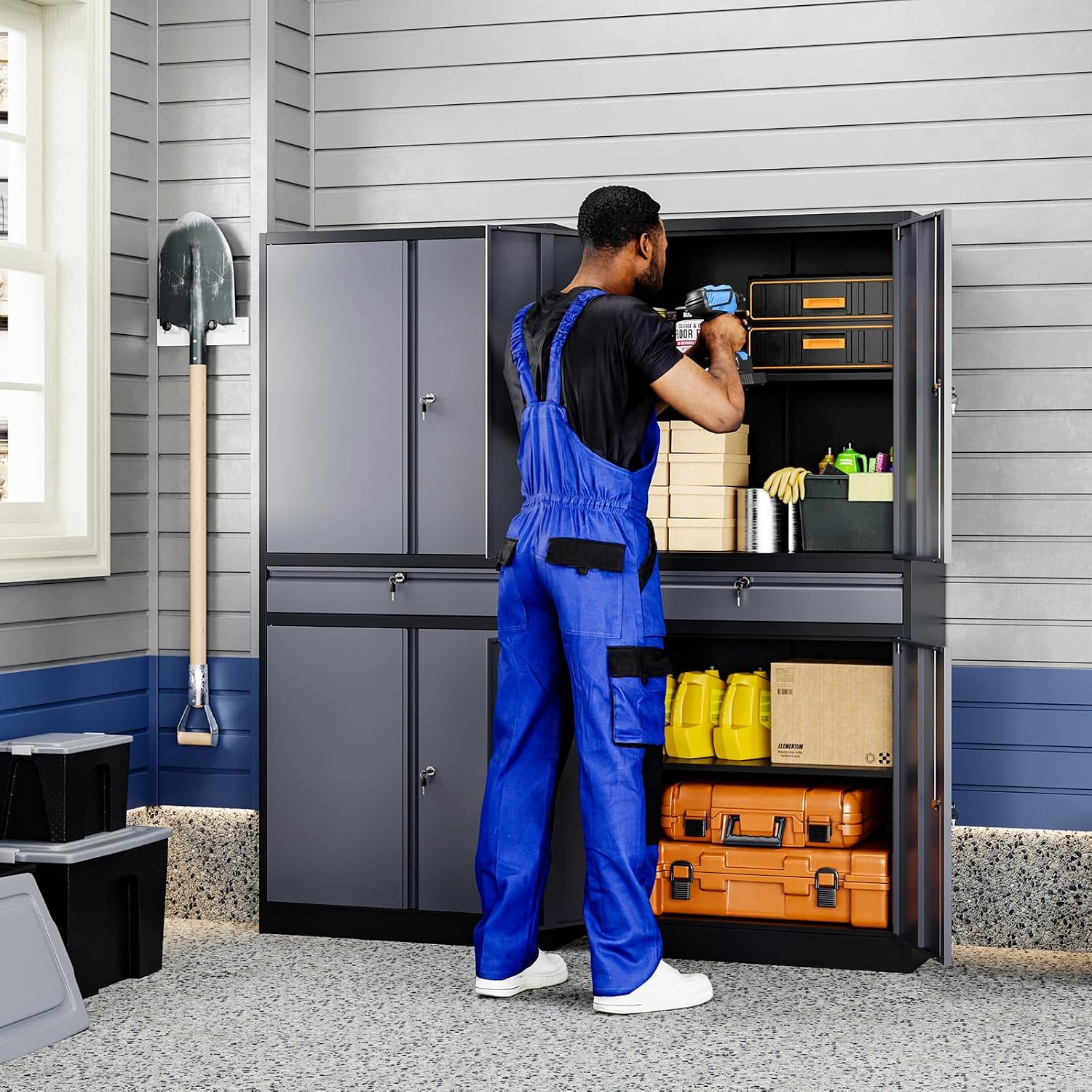 金属製ガレージ収納キャビネット、オフィス倉庫用ロック付き扉と - Office Storage Cabinet のレビューと価格