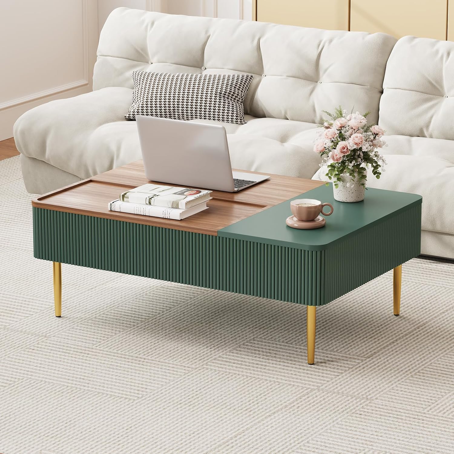47インチ デュアルリフトトップ コーヒーテーブル 隠し収納 - Office Furniture Center のレビューと価格