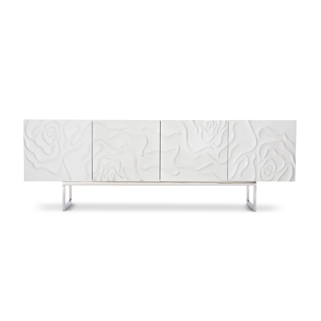 モダンなリビングルーム家具、白いバラのエンボス加工収納キャビ - Office Furniture Credenza のレビューと価格