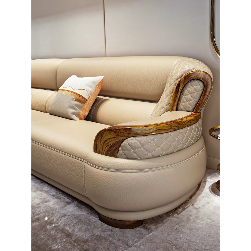 新しい中国風黒檀革製ソファコーナーファーストレイヤー牛革モダ - Office Furniture First のレビューと価格