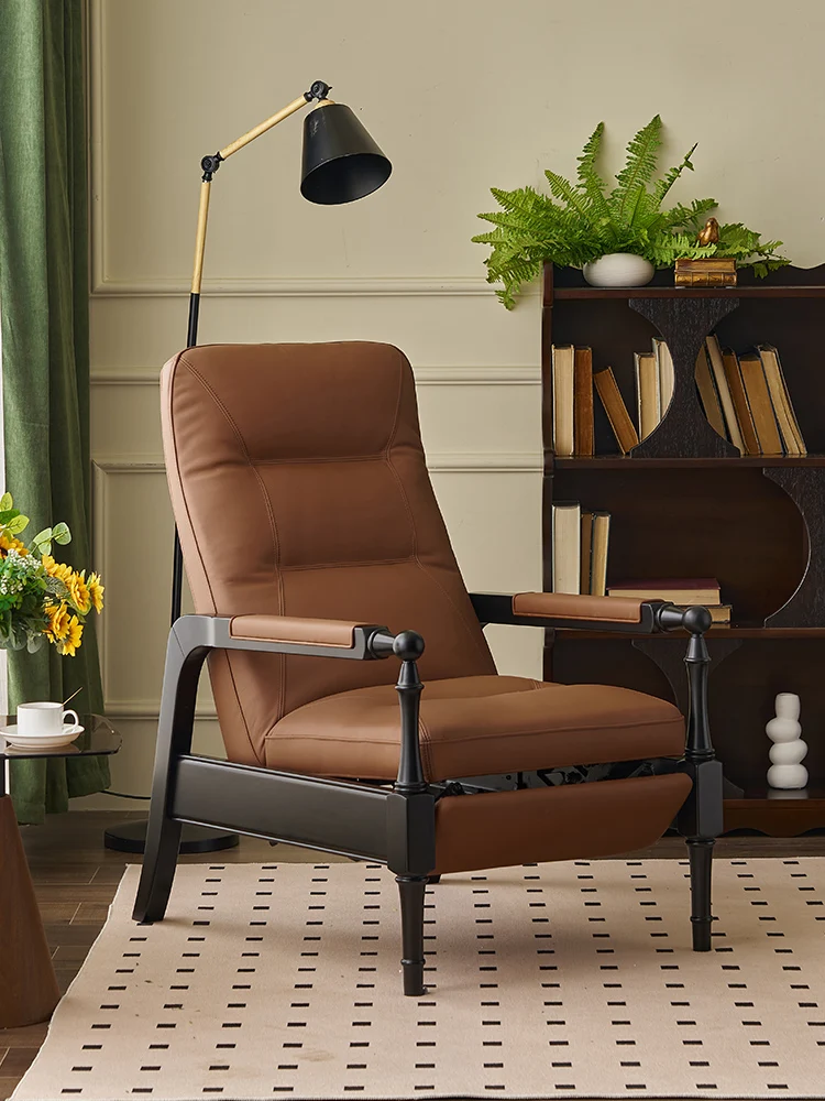 無垢材オフィスチェア多機能ソファチェア第一層牛革リクライニン - Office Furniture First のレビューと価格