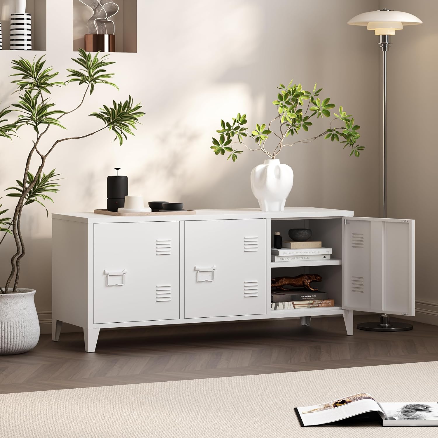 モダンなテレビスタンドエンターテイメントセンター、3つのドア - Office Furniture Credenza のレビューと価格