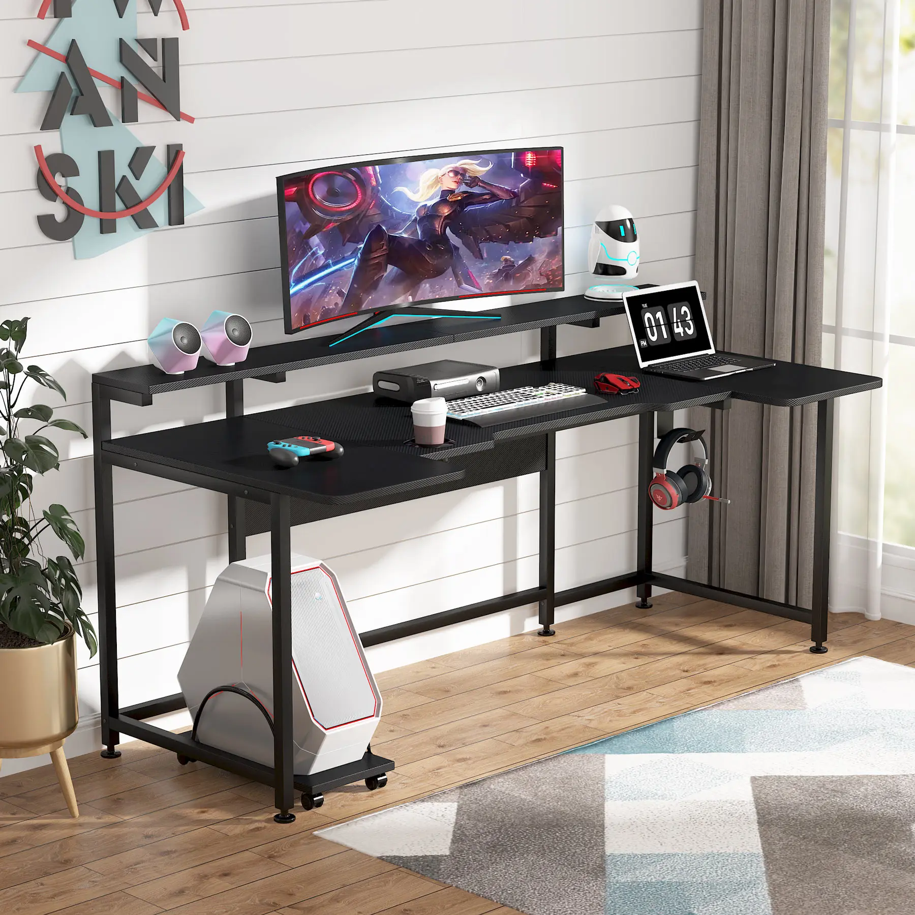 アメリカ倉庫在庫、迅速発送、U字型コンピューターデスク、ゲー - Office Furniture Usa のレビューと価格