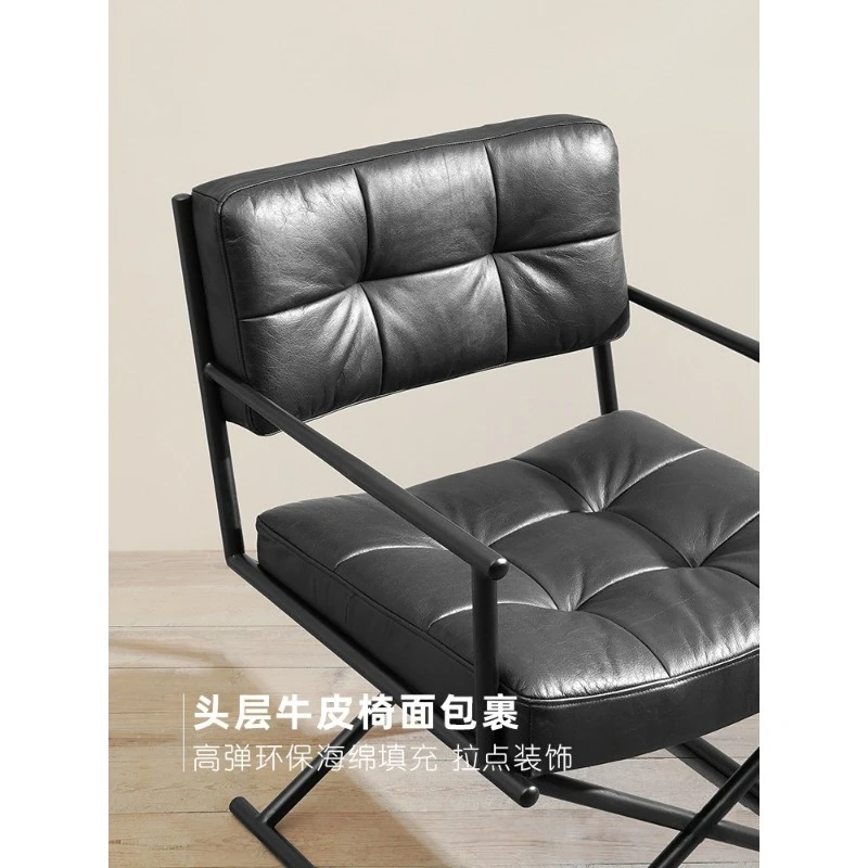 イタリアのミニマリストブラックの第一層牛革錬鉄製ソファチェア - Office Furniture First のレビューと価格